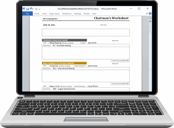 Chairman's Worksheet