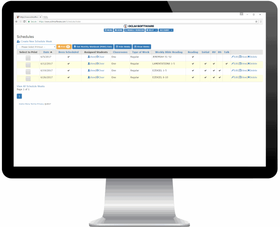 OCLM Schedules